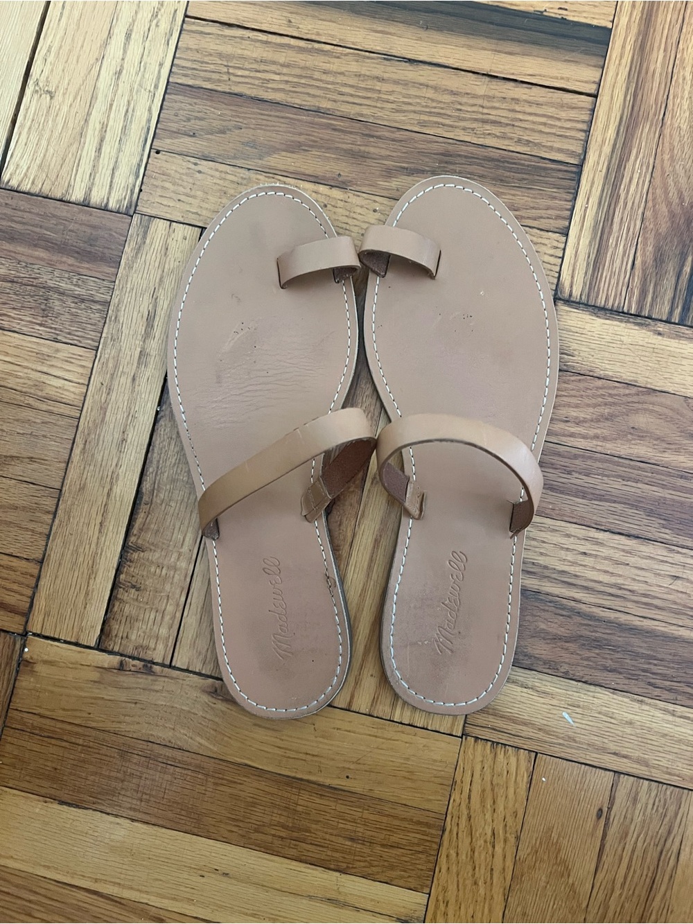 Madewell Tan Leather Toe-Ring Sandals